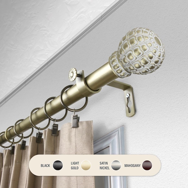 Central Design 1 in. Velia Curtain Rod with 48 to 84 in. Extension, Gold 100-05-483 - main